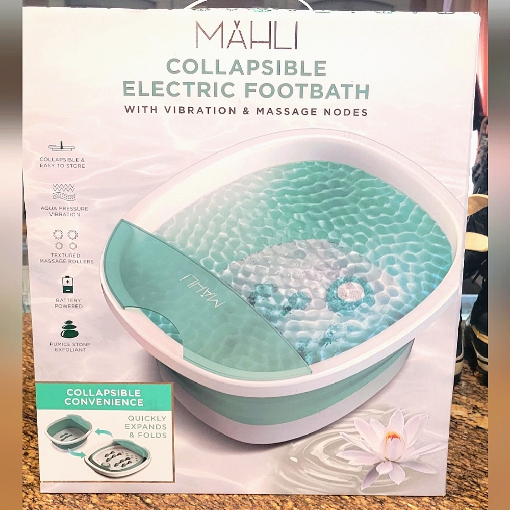 NWOT Mahli Collapsible Electric Footbath Spa w Vibration & Massage Nodes